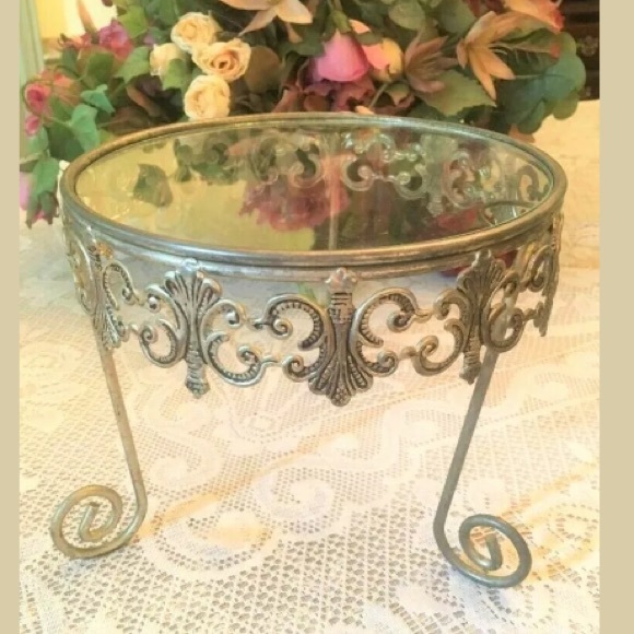 Accents Vtg Ornate Metalglass Cake Plant Stand Centerpiece Poshmark